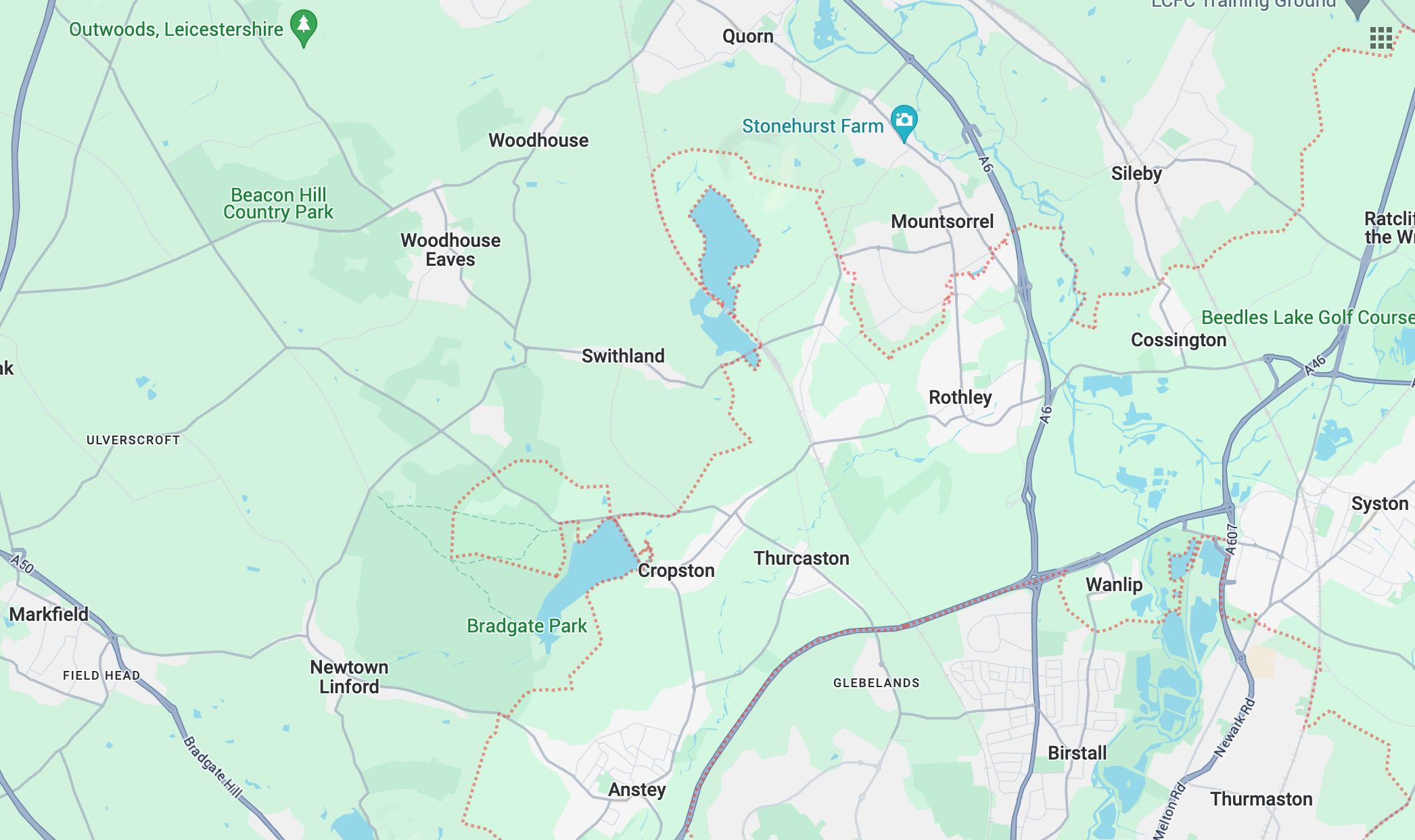 Map of LE7, Rothley, Anstey, Wanlip, Cropston